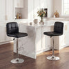Swivel Bar Stools Set of 2 with Footrests and Metal Base-Black