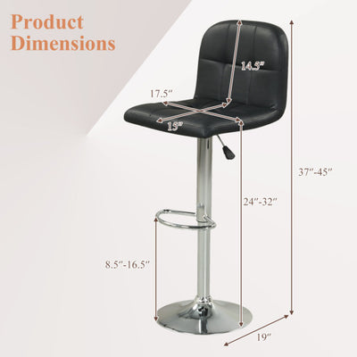 Swivel Bar Stools Set of 2 with Footrests and Metal Base-Black