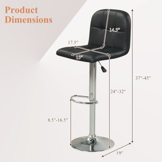 Swivel Bar Stools Set of 2 with Footrests and Metal Base-Black
