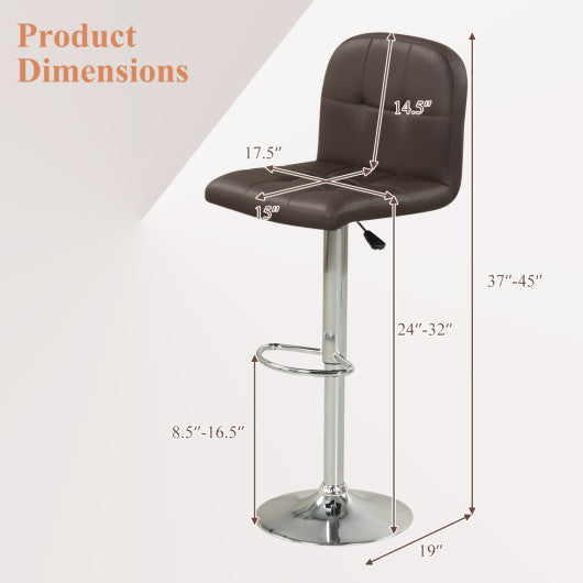 Swivel Bar Stools Set of 2 with Footrests and Metal Base-Brown