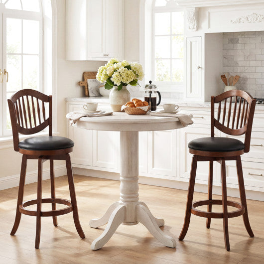 Swivel Bar Stools Set of 2 with Backrest and Wood Frame-30 Inches