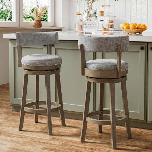 Swivel Bar Stools Set of 2 Linen Fabric Upholstered Barstools with Back-31.5 Inches