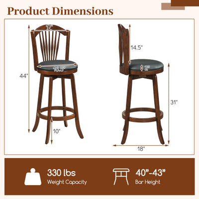 Swivel Bar Stools with Backrests and Wood Frame for Kitchen Island-29 Inch