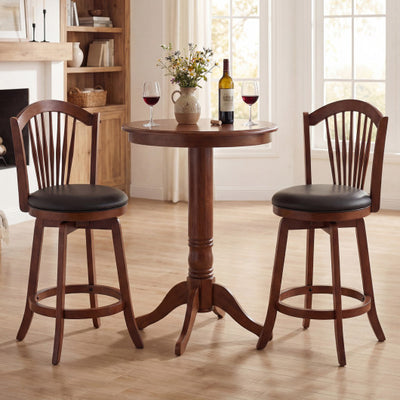 Swivel Bar Stools with Backrests and Wood Frame for Kitchen Island-24 Inch