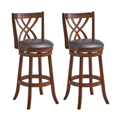 360° Swivel Counter Height Chairs with PU Leather Cushioned Seat and Footrests-30 inches
