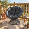 Swivel Papasan Chair Round Wicker Lounge Chair with Thick Cushion-Grey