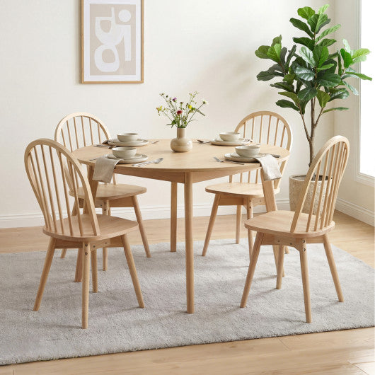Swivel Windsor Dining Chairs Set of 4 with Solid Rubber Wood Frame-Natural