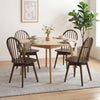 Swivel Windsor Dining Chairs Set of 4 with Solid Rubber Wood Frame-Walnut
