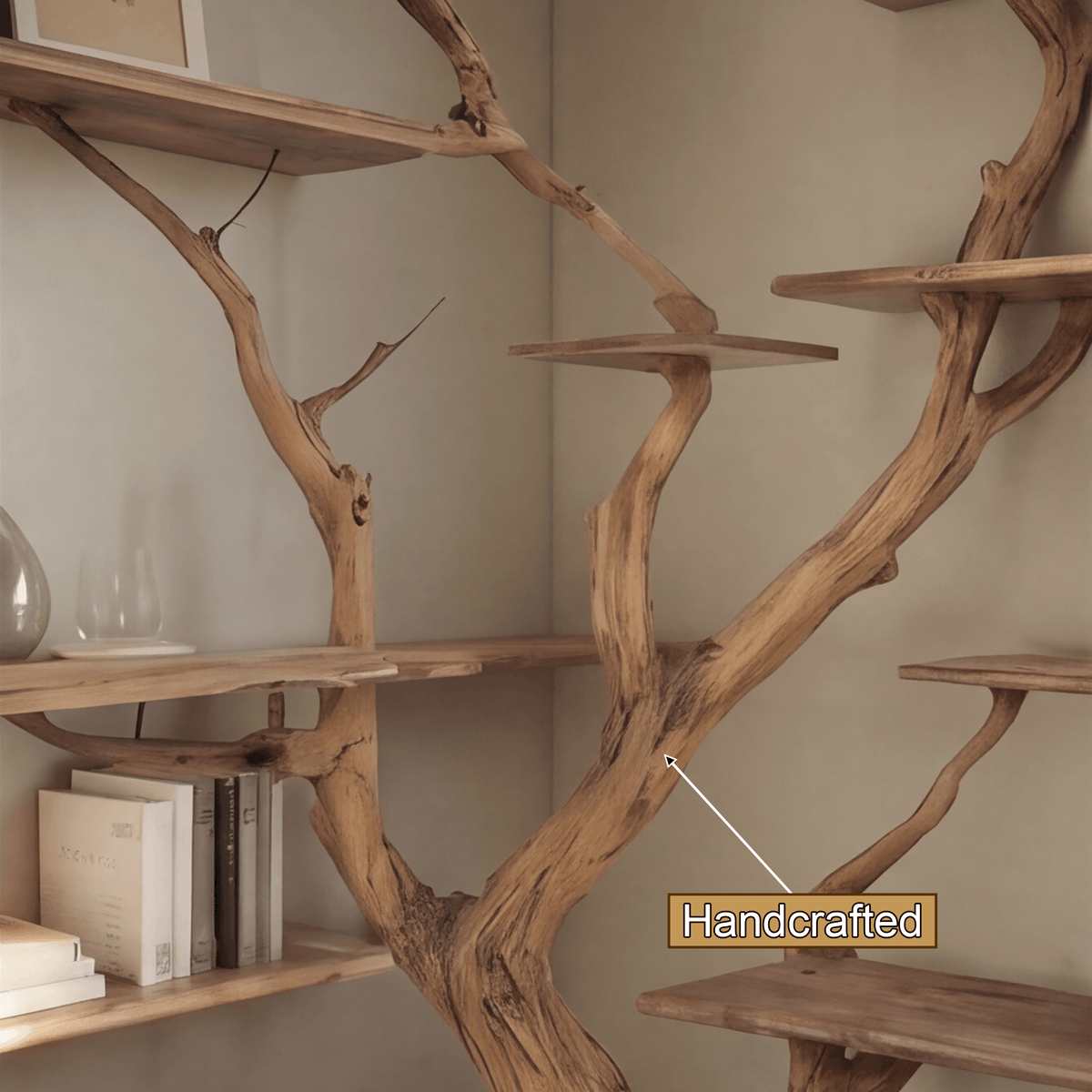 Sylva Organic Modern Solid Wood Tree Bookshelf