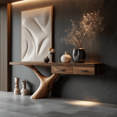 Sylvaris Crest Handcrafted Wood Console Table