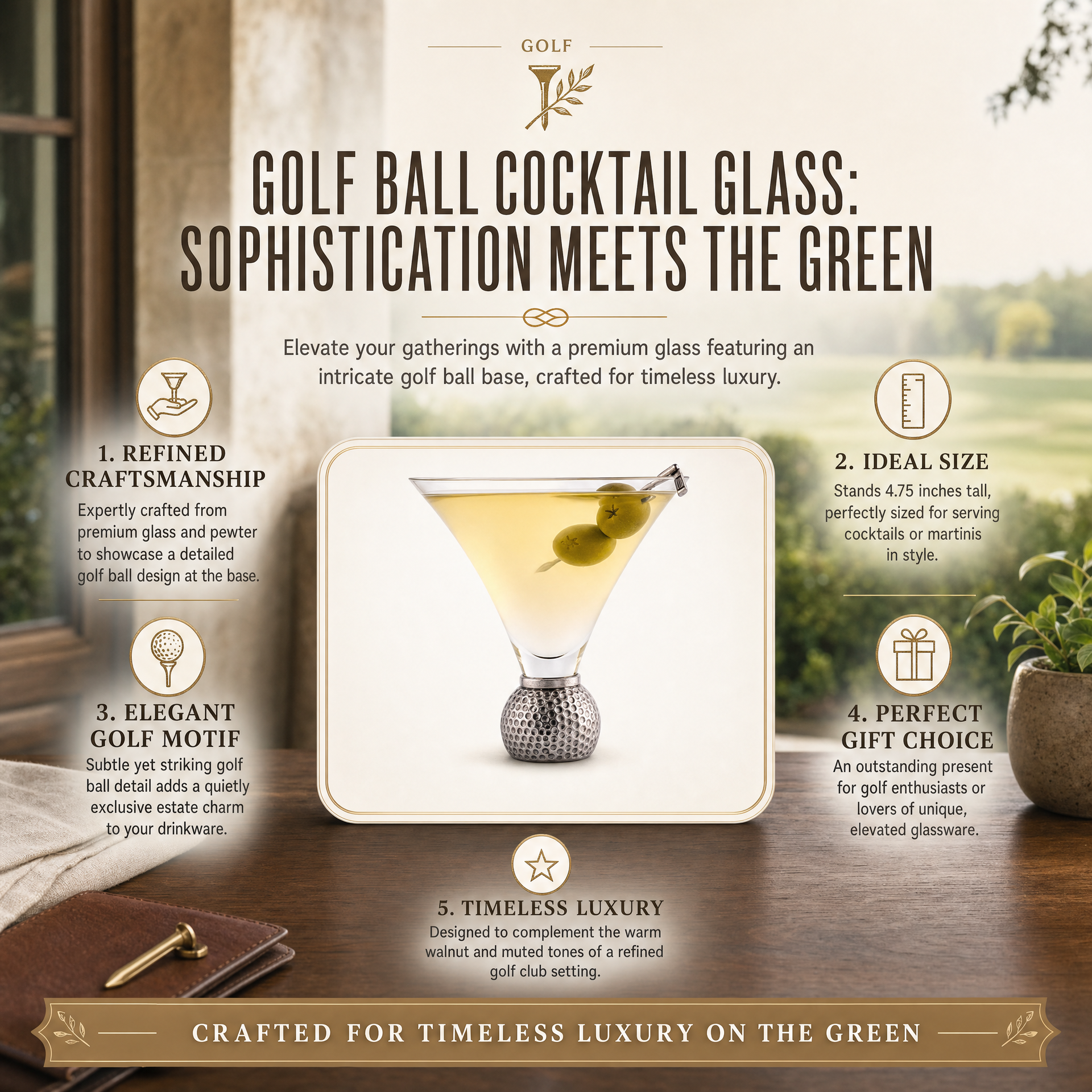 Golf Ball Cocktail /  Martini Glass