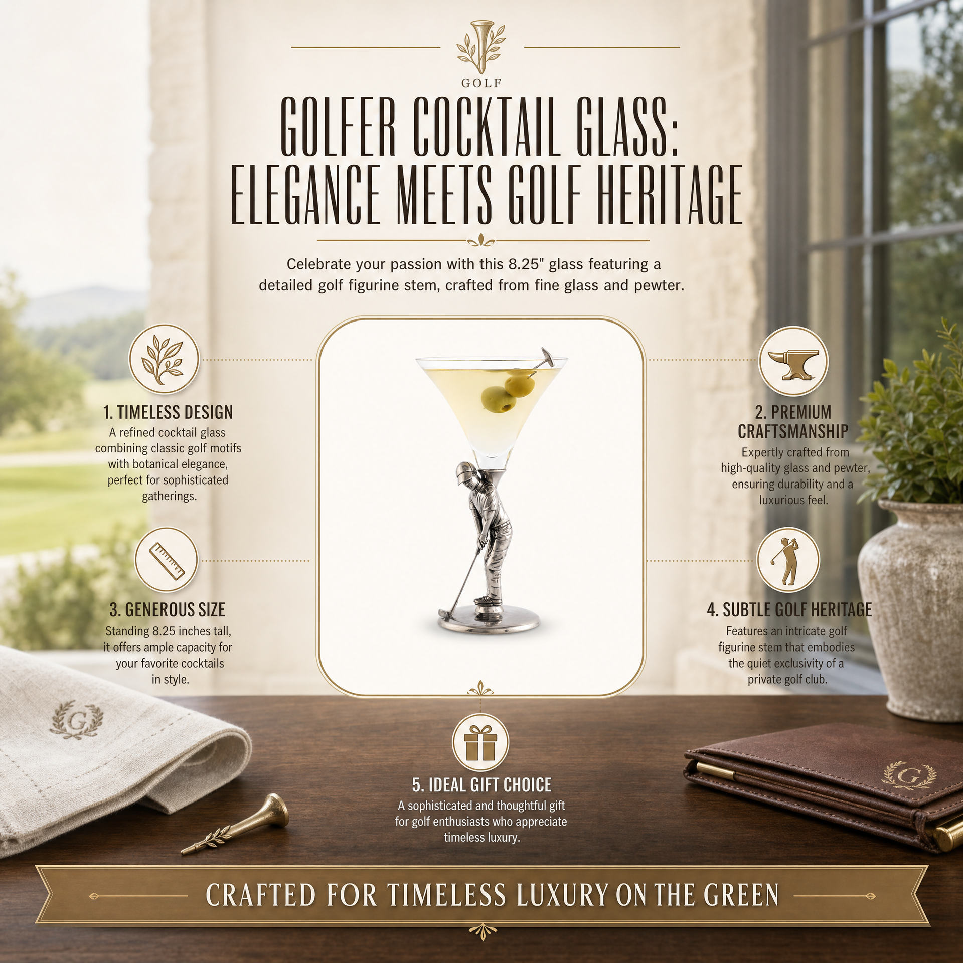 Golfer Cocktail Glass