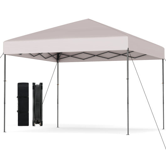 10 X 10 Feet Pop up Canopy Tent with Portable Carrying Bag and 8 Stakes-Yellow