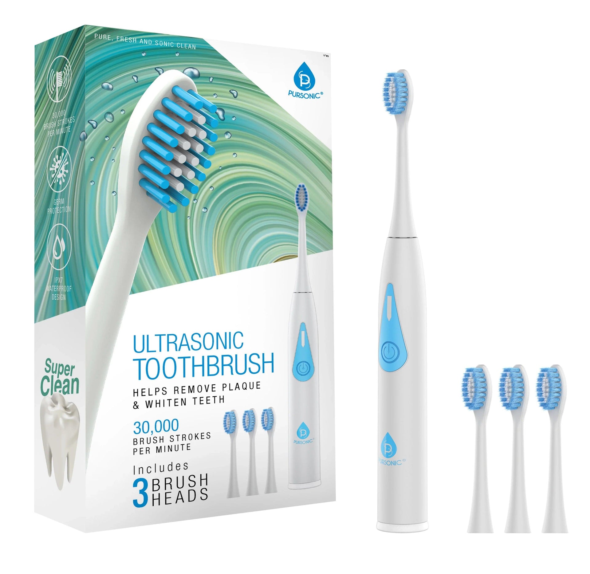 Triple-Head Electric Tooth Wizard - 30,000 Strokes Per a Minute - Gifts for You 'n Me
