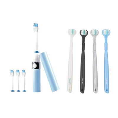 Portable Sonic Toothbrush with Travel Case & 360° Toothbrush Set