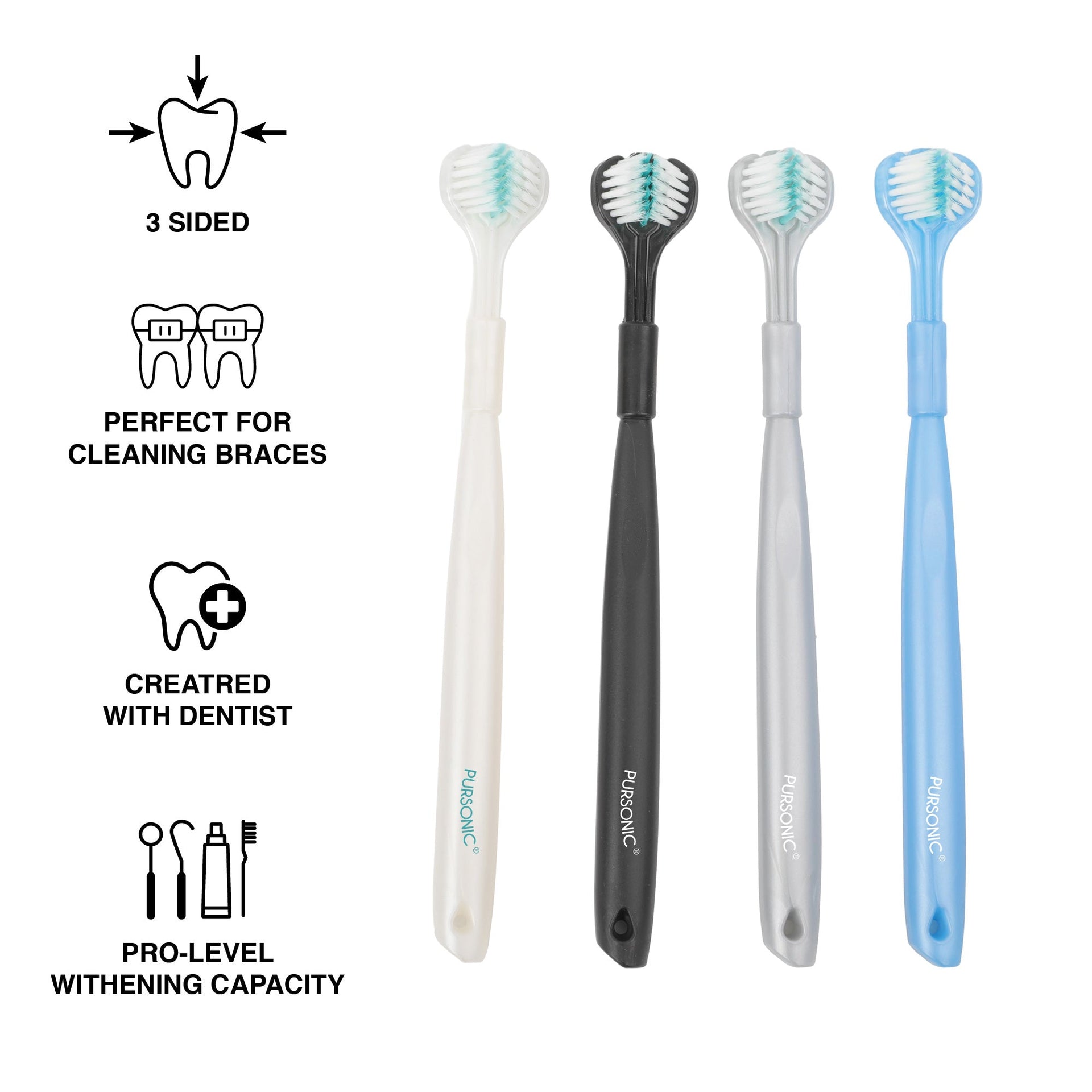 Portable Sonic Toothbrush with Travel Case & 360° Toothbrush Set