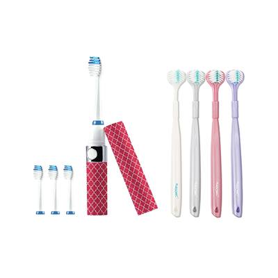 Portable Sonic Toothbrush with Travel Case & 360° Toothbrush Set