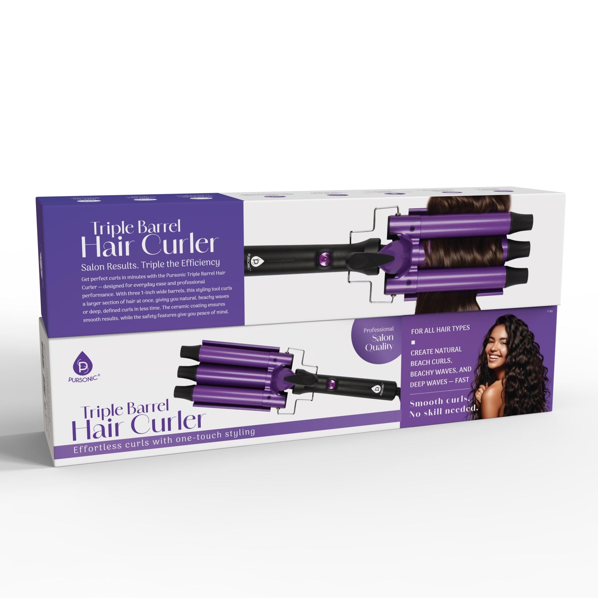 Pursonic Triple Barrel Hair Curler – Effortless Beach Waves & Curls