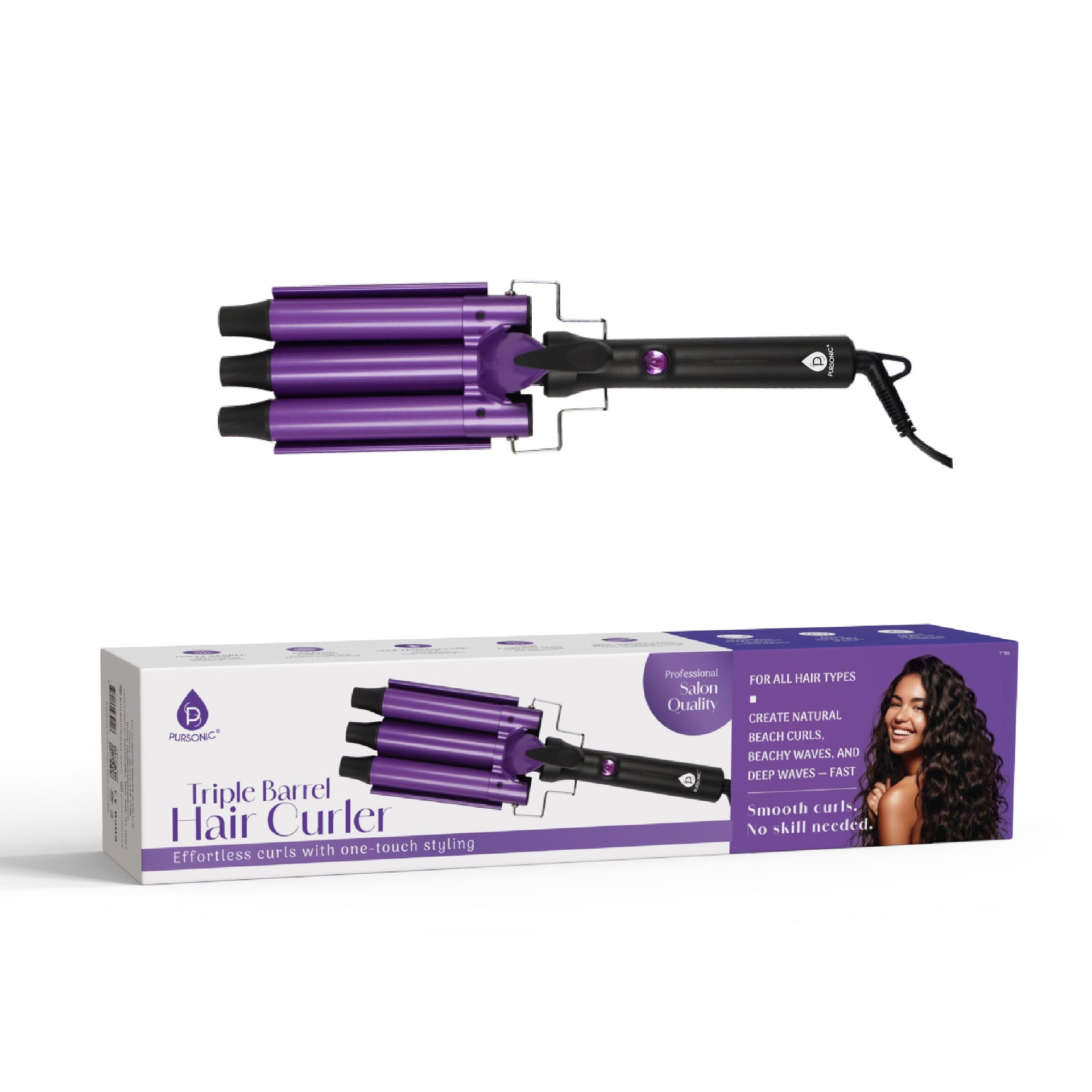 Professional Hair Styling Trio: Triple Barrel Curler, One-Step Volumizer & Flat Iron Duo Pack