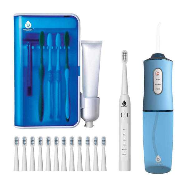 Pursonic Complete Oral Care Bundle – USB Rechargeable Sonic Toothbrush, Water Flosser & UV Toothbrush Sanitizer