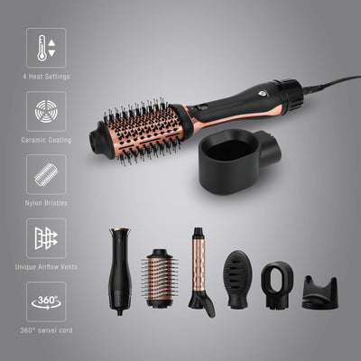 Hair Wellness Duo: Hot Air Blower Brush & Pursonic 3-in-1 LED Therapy Scalp Brush