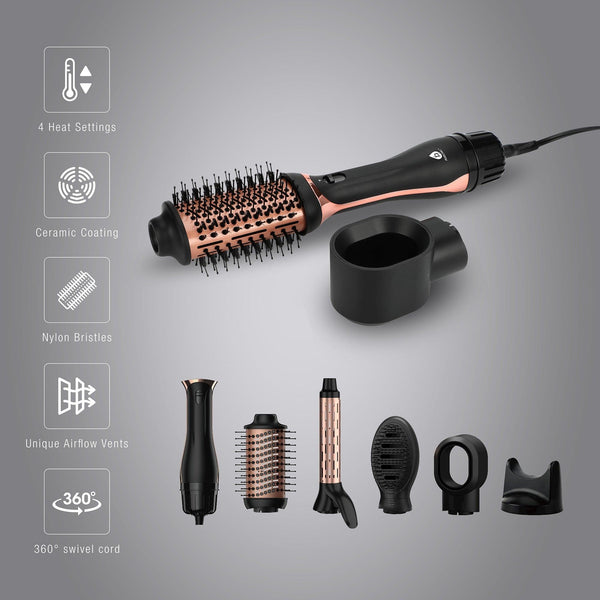 Hair Wellness Duo: Hot Air Blower Brush & Pursonic 3-in-1 LED Therapy Scalp Brush