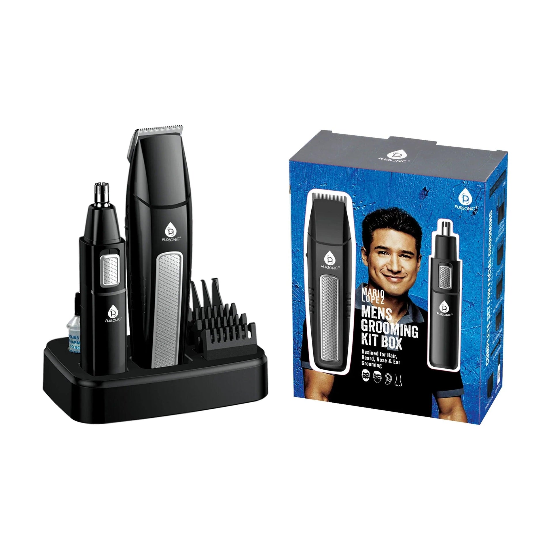 Mario Lopez Mens Grooming Kit , Designed for Hair, Beard, Nose & Ear Grooming, 10 Piece Grooming Kit - Gifts for You 'n Me