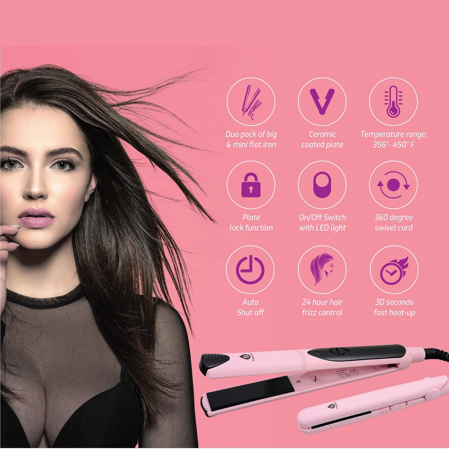 Professional Hair Styling Trio: Triple Barrel Curler, One-Step Volumizer & Flat Iron Duo Pack