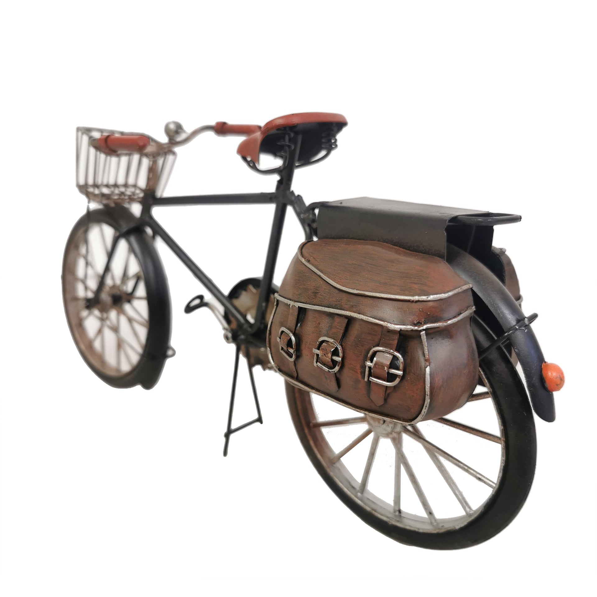 Decorative Metal Model Bicycle with Brown Bags