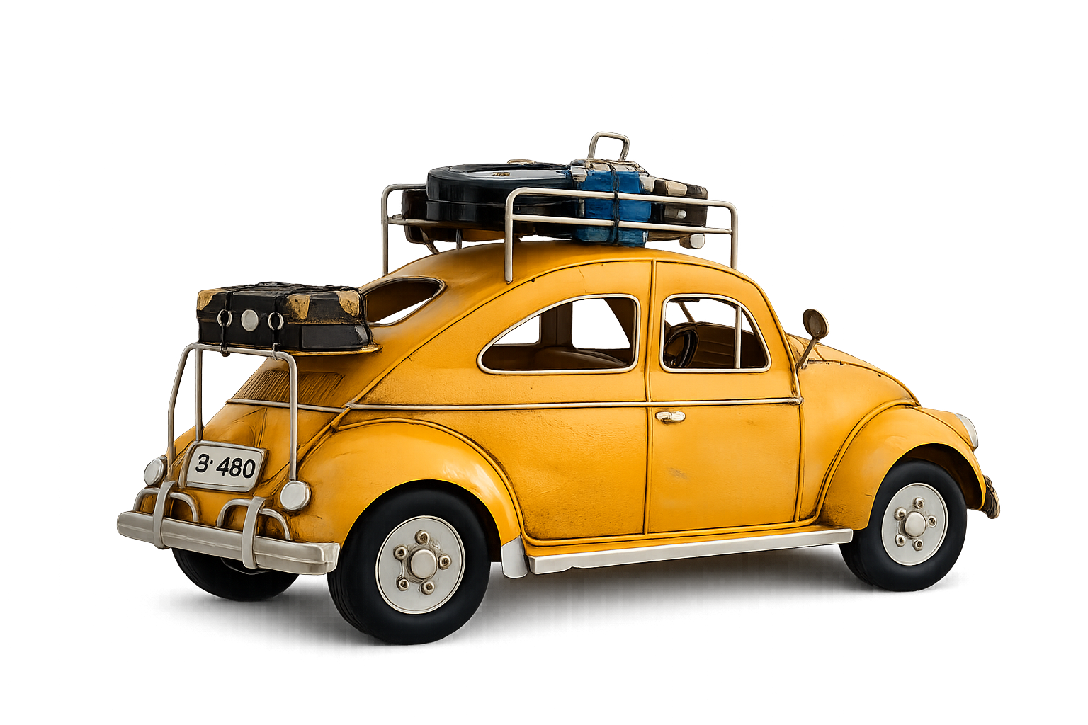 Vintage Yellow Beetle Car Model