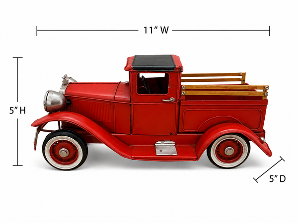 Classic Red Lighted Metal Truck