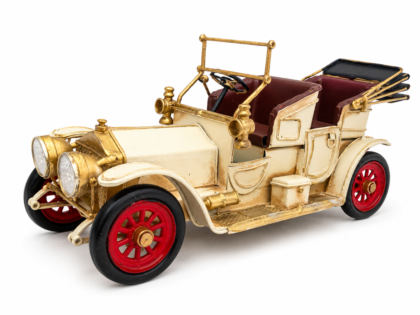 Antique Brass Lighted Metal Car