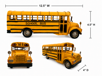 Vintage Metal School Bus Model Décor