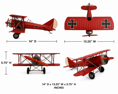 Vintage Metal Biplane Airplane Model Décor