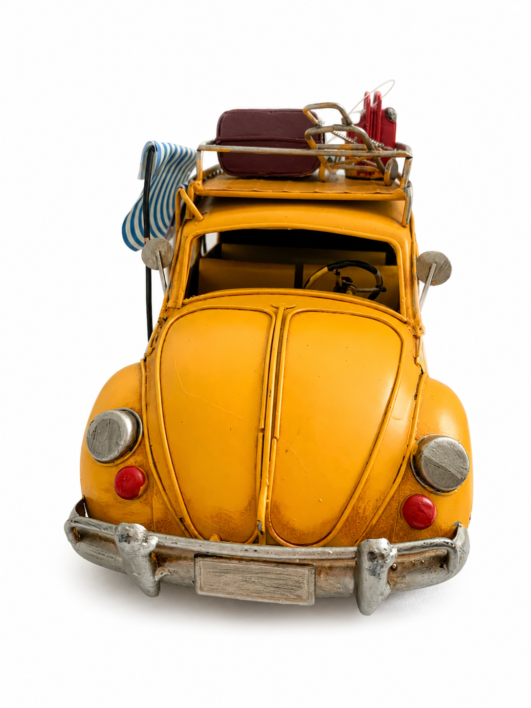 Vintage Beach Cruiser Metal Car Model with Fold-Out Awning