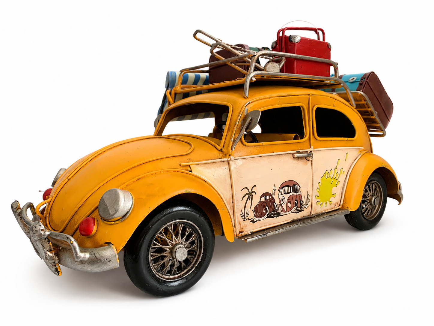 Vintage Beach Cruiser Metal Car Model with Fold-Out Awning