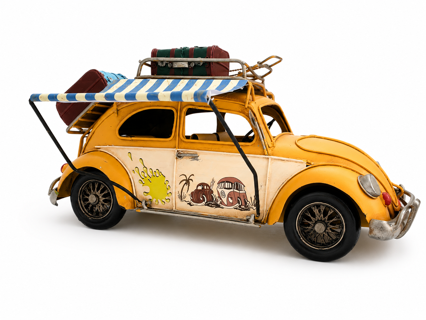 Vintage Beach Cruiser Metal Car Model with Fold-Out Awning