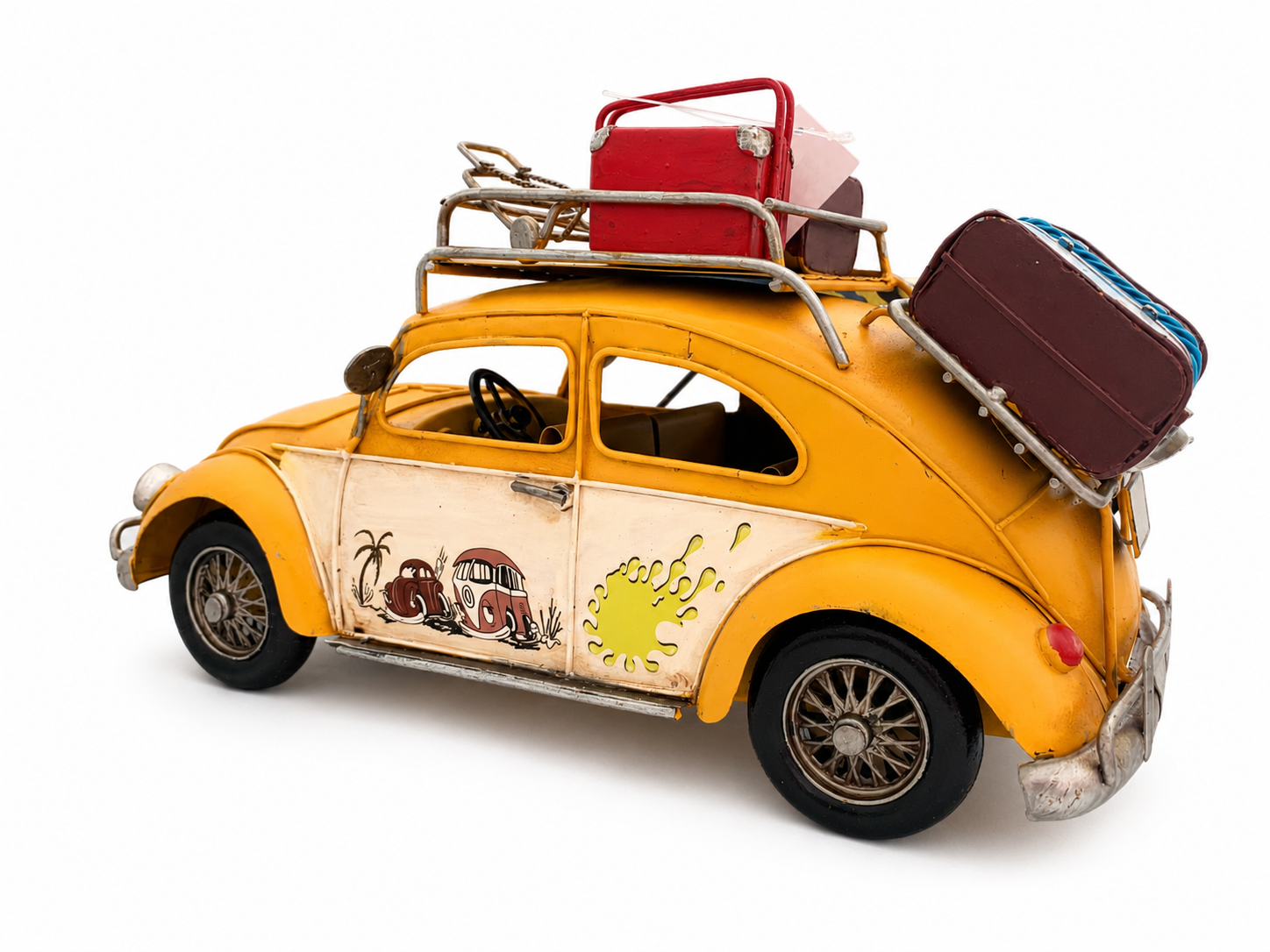 Vintage Beach Cruiser Metal Car Model with Fold-Out Awning