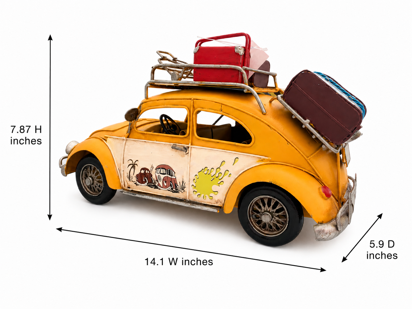 Vintage Beach Cruiser Metal Car Model with Fold-Out Awning
