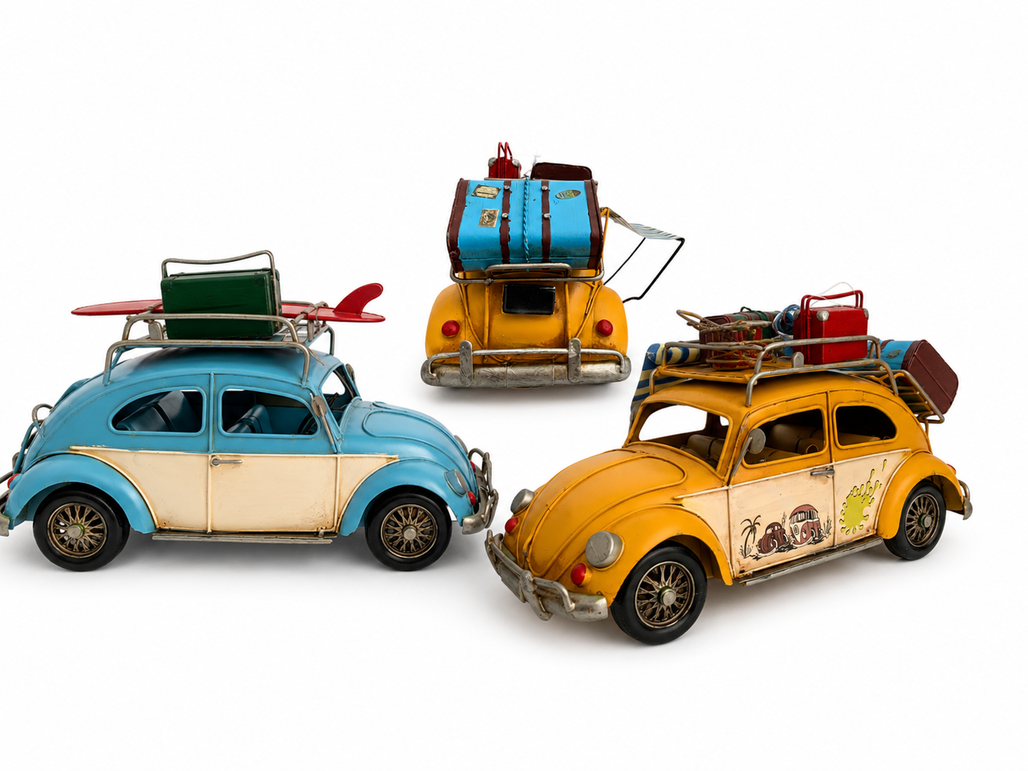 Vintage Beach Cruiser Metal Car Model with Fold-Out Awning