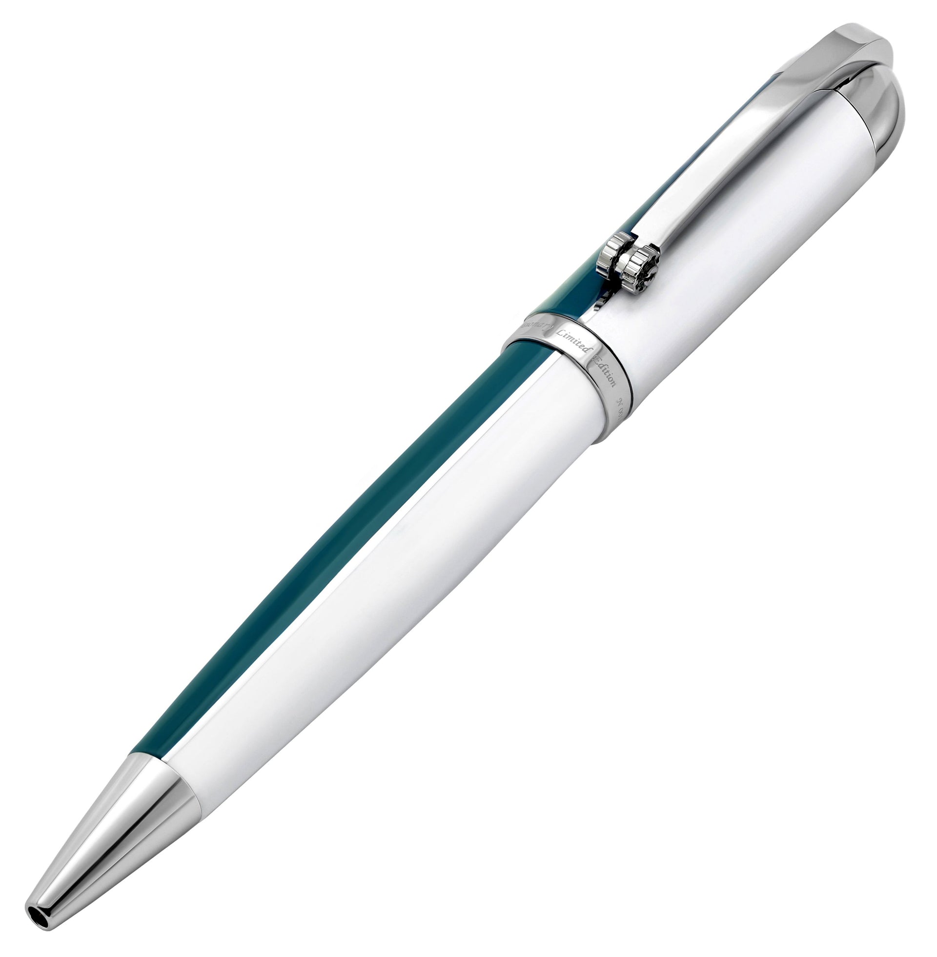 Visionary® Brass & Aluminum Enameled Ballpoint Pen - Teal Green / White
