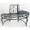 Half-Circle Outdoor Black Powder Coated Aluminum Tree Bench