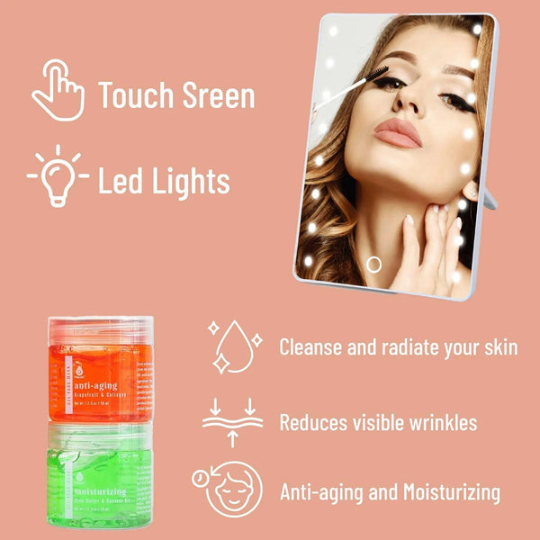 Pursonic Touchscreen LED Vanity Mirror and Luxurious Gel & Mud Face Mask Set - Gifts for You 'n Me