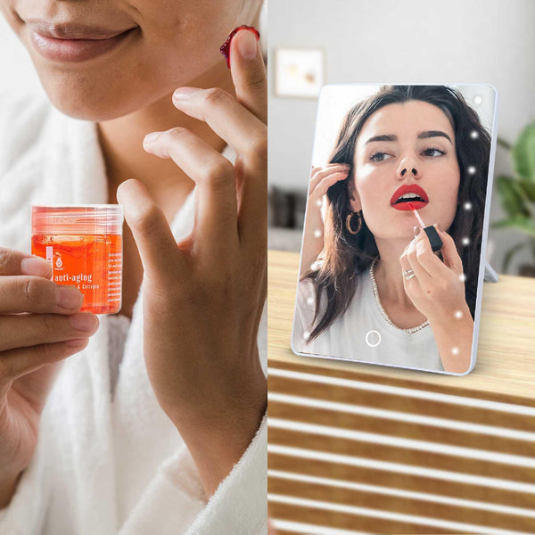 Pursonic Touchscreen LED Vanity Mirror and Luxurious Gel & Mud Face Mask Set - Gifts for You 'n Me