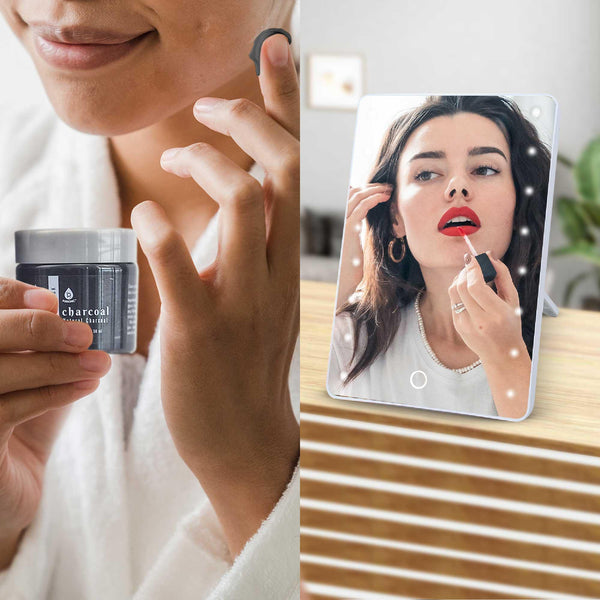 Pursonic Touchscreen LED Vanity Mirror and Luxurious Gel & Mud Face Mask Set - Gifts for You 'n Me
