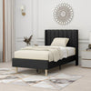Twin size Mid-Century Black Linen Platform Bed Frame with Upholstered Headboard