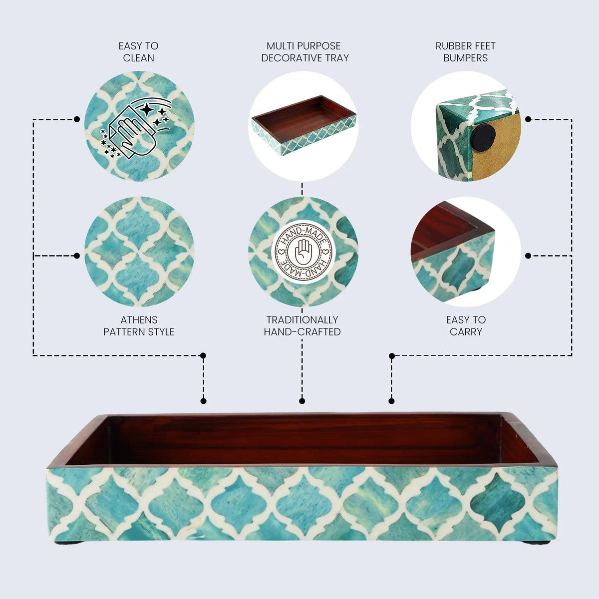 Moroccan Bone Inlay Vanity Decorative Bathroom Tray 10x6