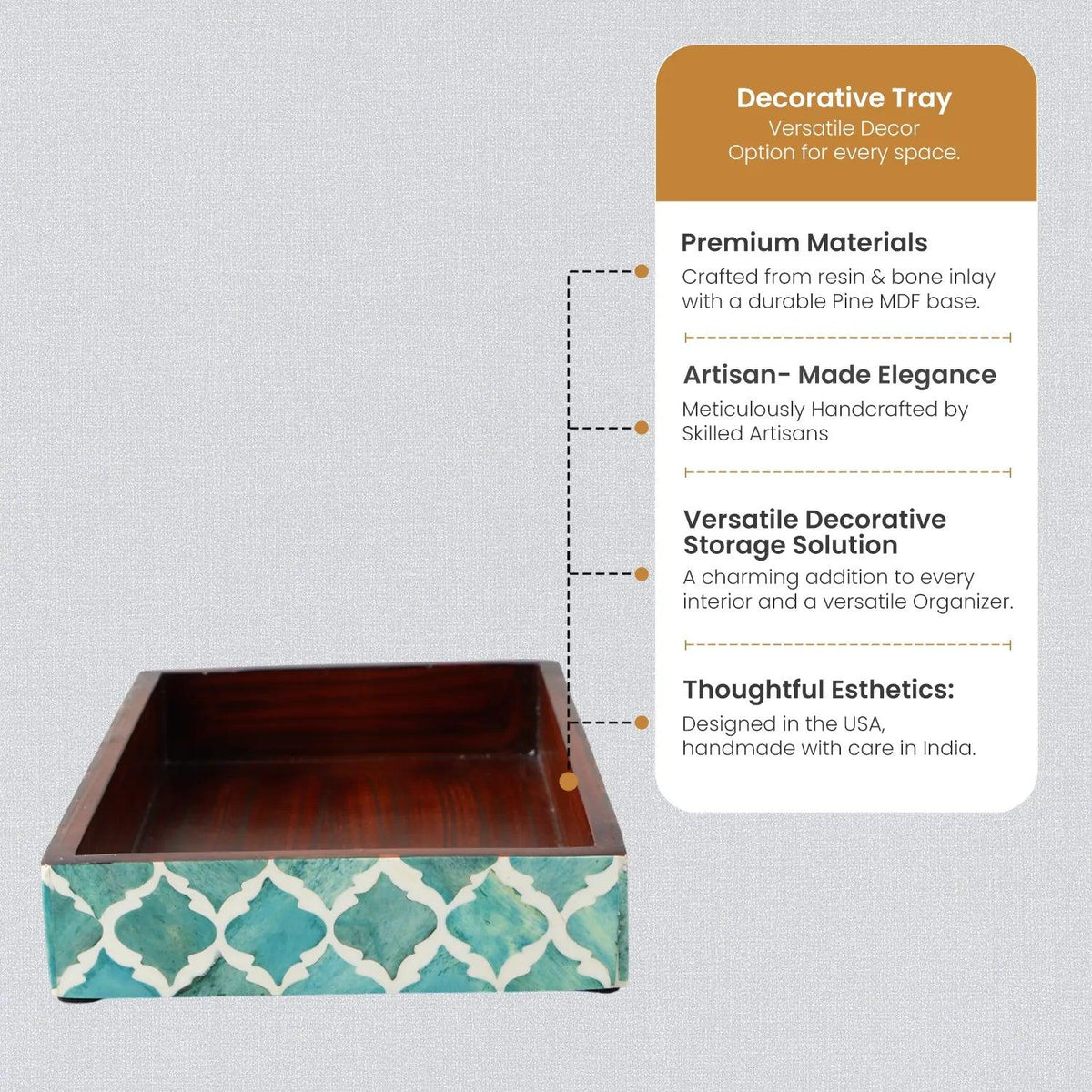 Moroccan Bone Inlay Vanity Decorative Bathroom Tray 10x6