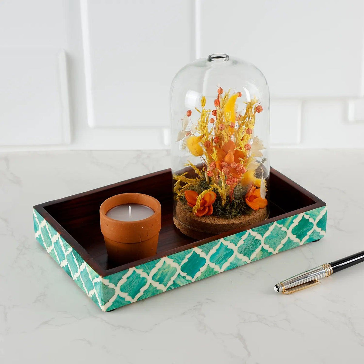 Moroccan Bone Inlay Vanity Decorative Bathroom Tray 10x6