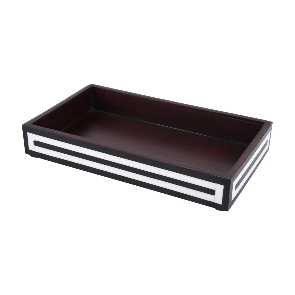 Vanity Tray Parlour Concentric Bone & Resin Inlay, Black & White - 10